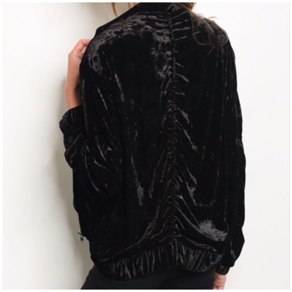 BLACK CRUSHED VELVET JACKET - Picture 4 of 8